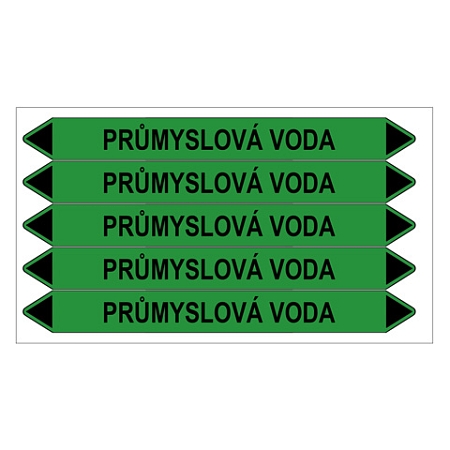 Značení potrubí, průmyslová voda,5 ks, 150 × 12 mm